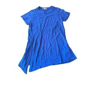 Stateside By Anthropologie Women's Asymmetrical Hem Blue Tee Shirt S 100% Supima
